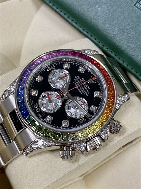 rolex daytona rainbow white gold|rolex rainbow 2021 price.